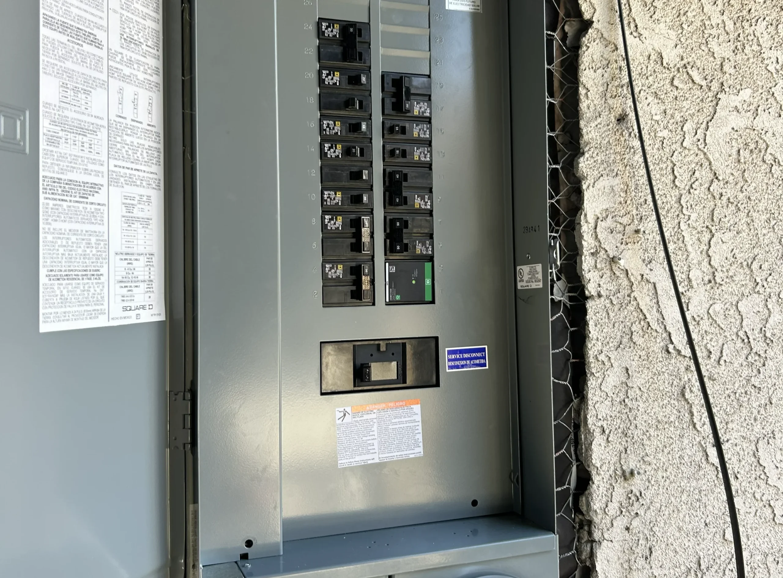 wiring and breaker box.