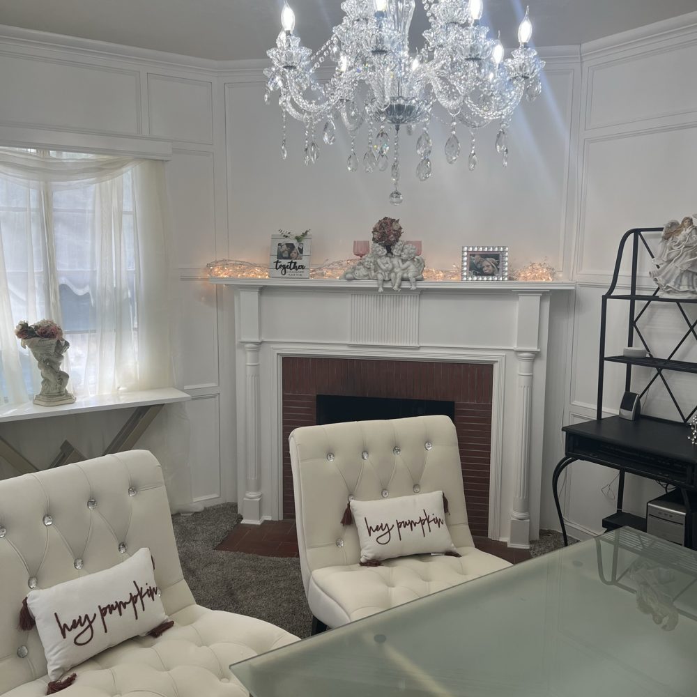 Bright residential living room with customized lighting fixtures and safe wiring.